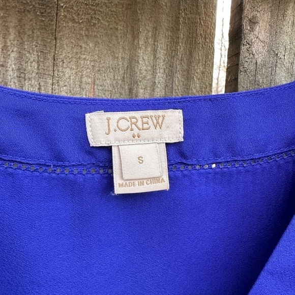 J. Crew Factory Royal Blue V Neckline Business Casual Button Sleeve Blouse - Picture 2 of 6